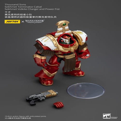 Warhammer The Horus Heresy figurine 1/18 Thousand Sons Sekhmet Terminator Cabal Sekhmet Volkite Charger and Power Fist 14 cm