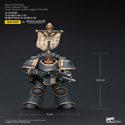 Warhammer The Horus Heresy figurine 1/18 Space Wolves Grey Slayer Pack Grey Slayer With Legion Vexilla 12 cm