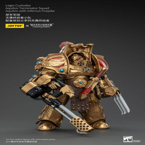 Warhammer The Horus Heresy figurine 1/18 Legio Custodes Aquilon Terminator Squad Aquilon with Infernus Firepike 14 cm