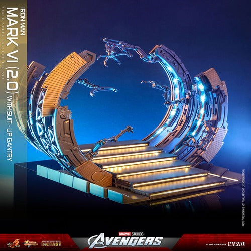 Les Avengers figurine Movie Masterpiece Diecast 1/6 Iron Man Mark VI (2.0) with Suit-Up Gantry 32 cm