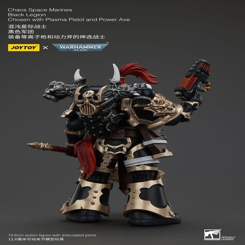 Warhammer 40k figurine Chaos Space Marines Black Legion Chosen with Plasma Pistol and Power Axe 20 cm