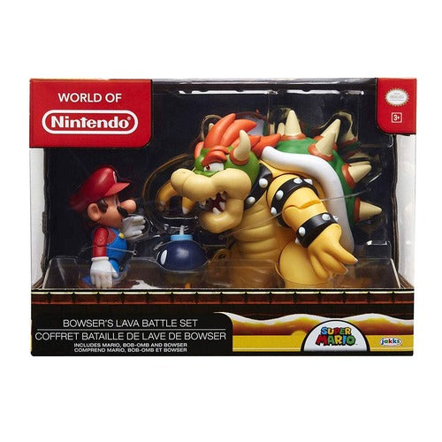 World of Nintendo pack 3 figurines Mario vs. Bowser Lava Battle 6-15 cm