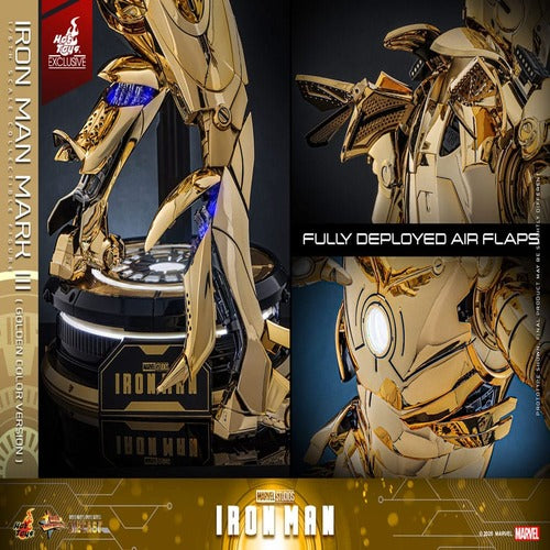 Iron Man figurine Movie Masterpiece Diecast 1/6 Iron Man Mark III (Gold Color Version)  Hot Toys Exclusive 33 cm