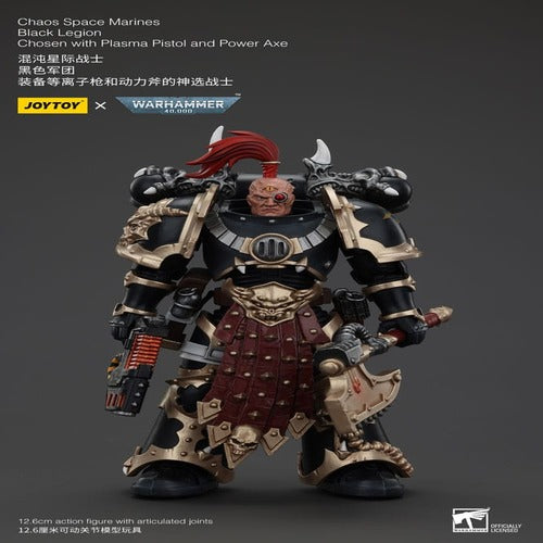 Warhammer 40k figurine Chaos Space Marines Black Legion Chosen with Plasma Pistol and Power Axe 20 cm