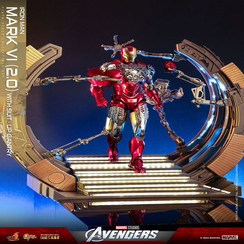 Les Avengers figurine Movie Masterpiece Diecast 1/6 Iron Man Mark VI (2.0) with Suit-Up Gantry 32 cm