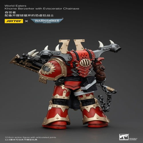 Warhammer 40k figurine 1/18 World Eaters Khorne Berzerker with Eviscerator Chainaxe 13 cm