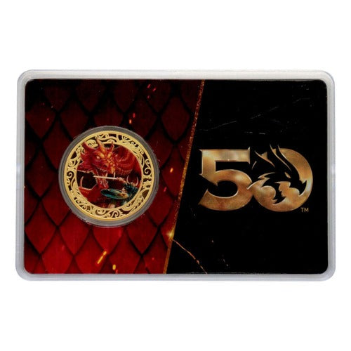 Dungeons & Dragons Sammelmünze 50th Anniversary with Colour Print 24k Gold Plated Edition 4 cm