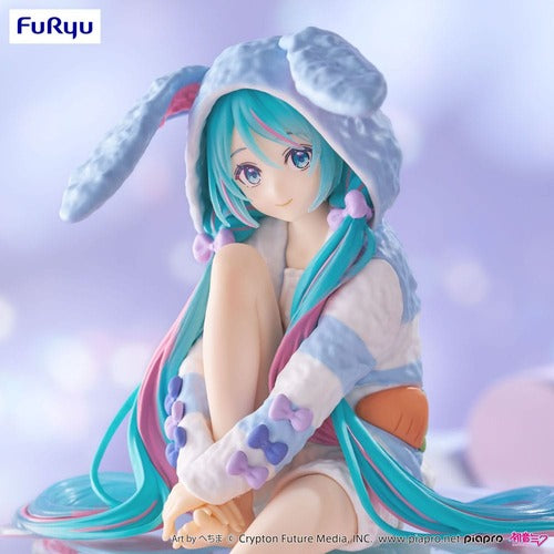 Hatsune Miku statuette PVC Noodle Stopper Hatsune Miku Rabbit Ear Hood Pajama Blue Color Ver. 14 cm