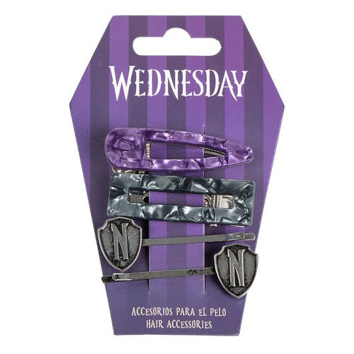 Wednesday Haarschmuck 4er-Pack Pruple & Black