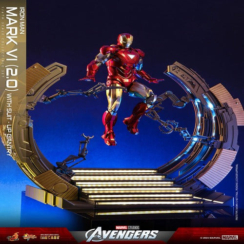 Les Avengers figurine Movie Masterpiece Diecast 1/6 Iron Man Mark VI (2.0) with Suit-Up Gantry 32 cm