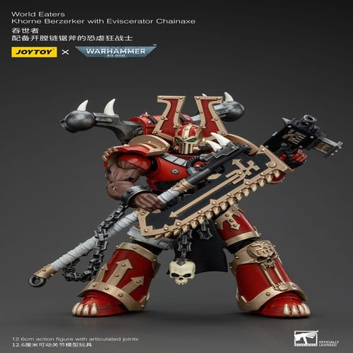 Warhammer 40k figurine 1/18 World Eaters Khorne Berzerker with Eviscerator Chainaxe 13 cm