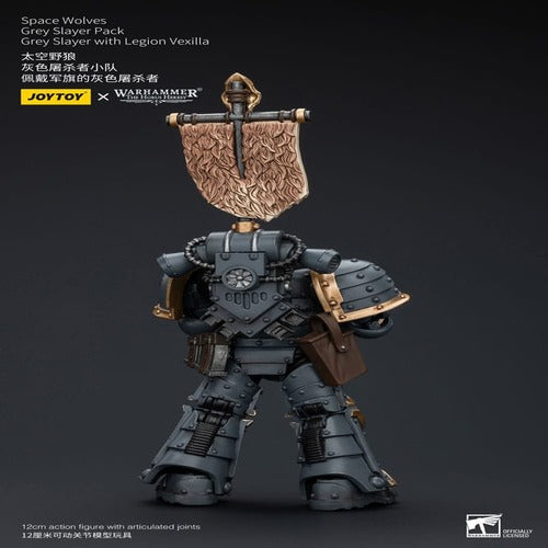 Warhammer The Horus Heresy figurine 1/18 Space Wolves Grey Slayer Pack Grey Slayer With Legion Vexilla 12 cm