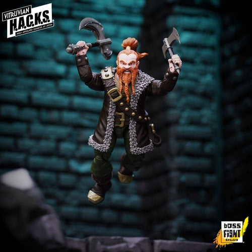 Vitruvian H.A.C.K.S. figurine Dwarf Mercenary Grimgrom