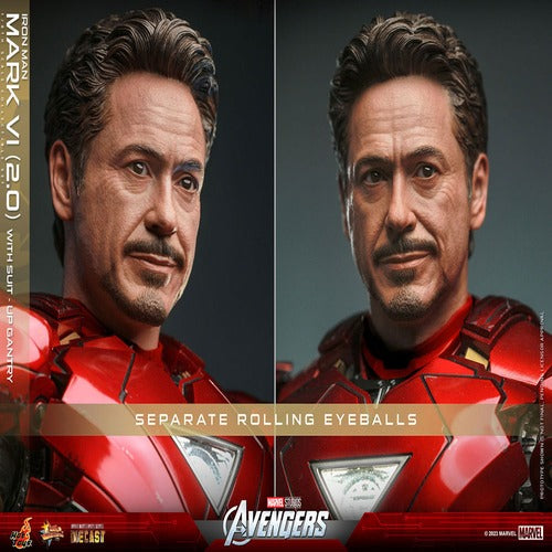 Les Avengers figurine Movie Masterpiece Diecast 1/6 Iron Man Mark VI (2.0) with Suit-Up Gantry 32 cm