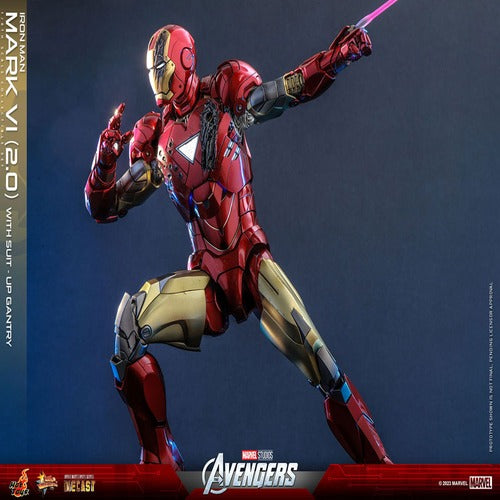 Les Avengers figurine Movie Masterpiece Diecast 1/6 Iron Man Mark VI (2.0) with Suit-Up Gantry 32 cm