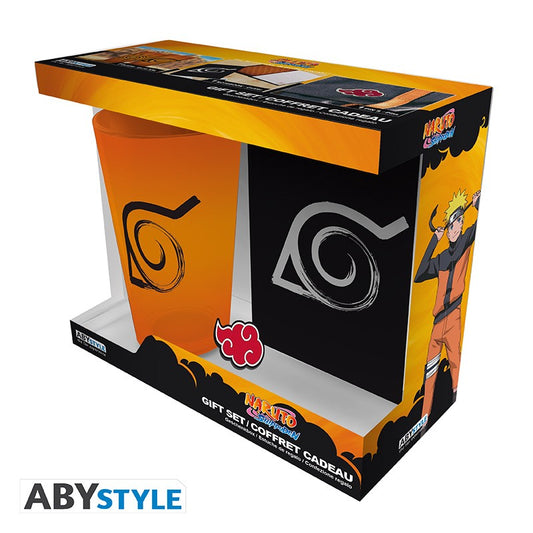 NARUTO SHIPPUDEN Coffret cadeau Verre XXL + Pin's + Carnet Konoha