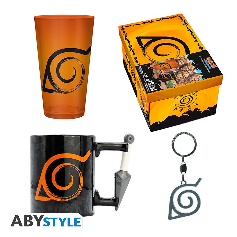 NARUTO SHIPPUDEN Coffret cadeau Verre XXL +Porte-clés 3D+Mug 3D