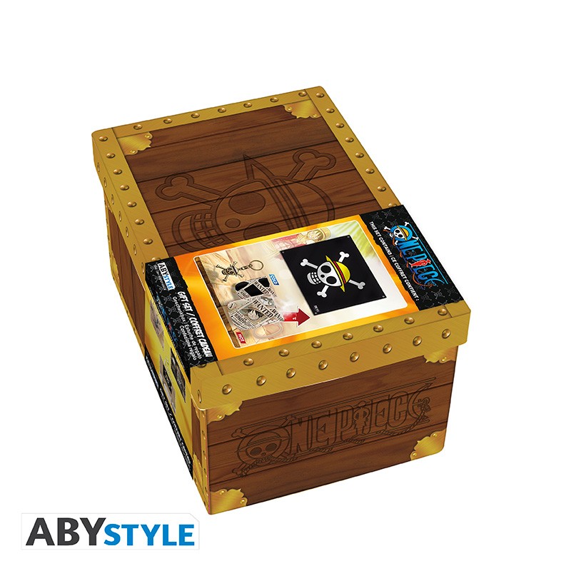 ONE PIECE Coffret cadeau premium Drapeau + Porte-clés 3D + Mug