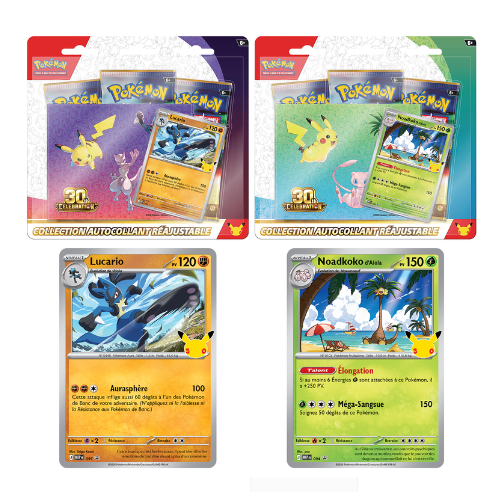 POKÉMON - Collection Autocollant Réajustable 30e Anniversaire - 2 Tripack
