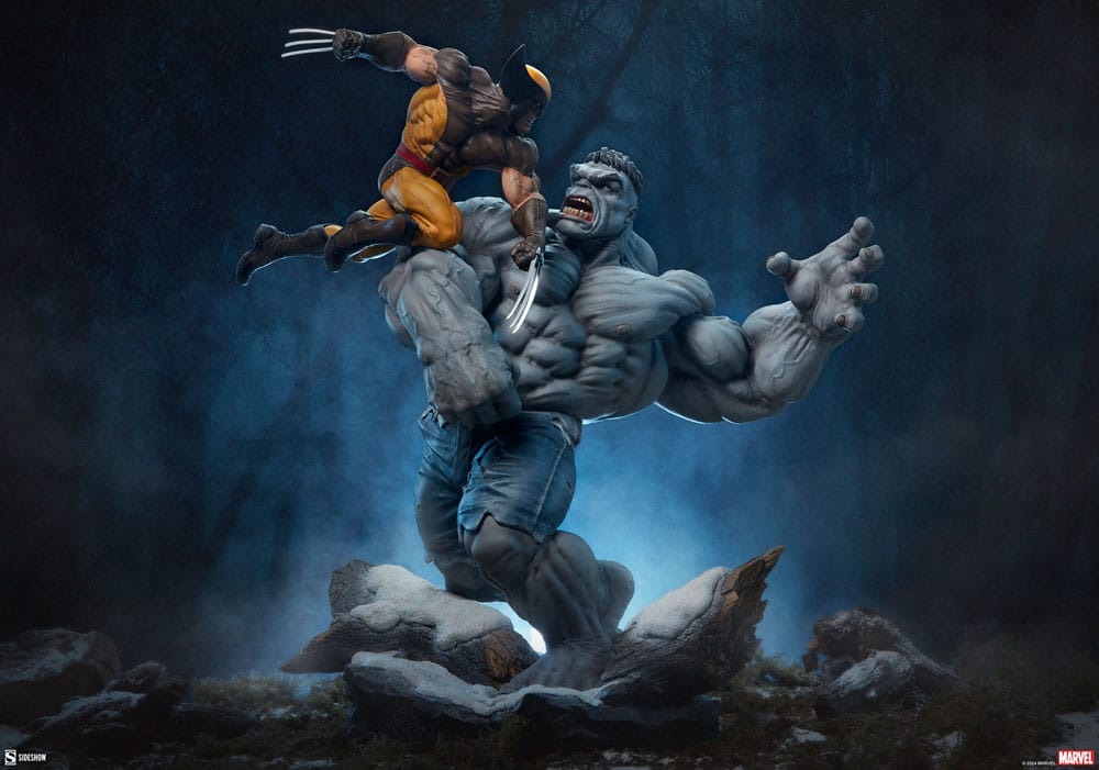 Marvel statuette Grey Hulk vs Wolverine 58 cm