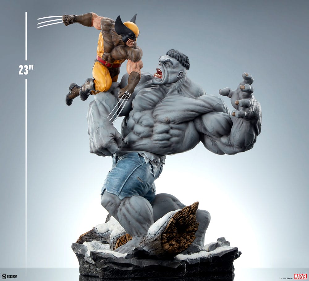 Marvel statuette Grey Hulk vs Wolverine 58 cm