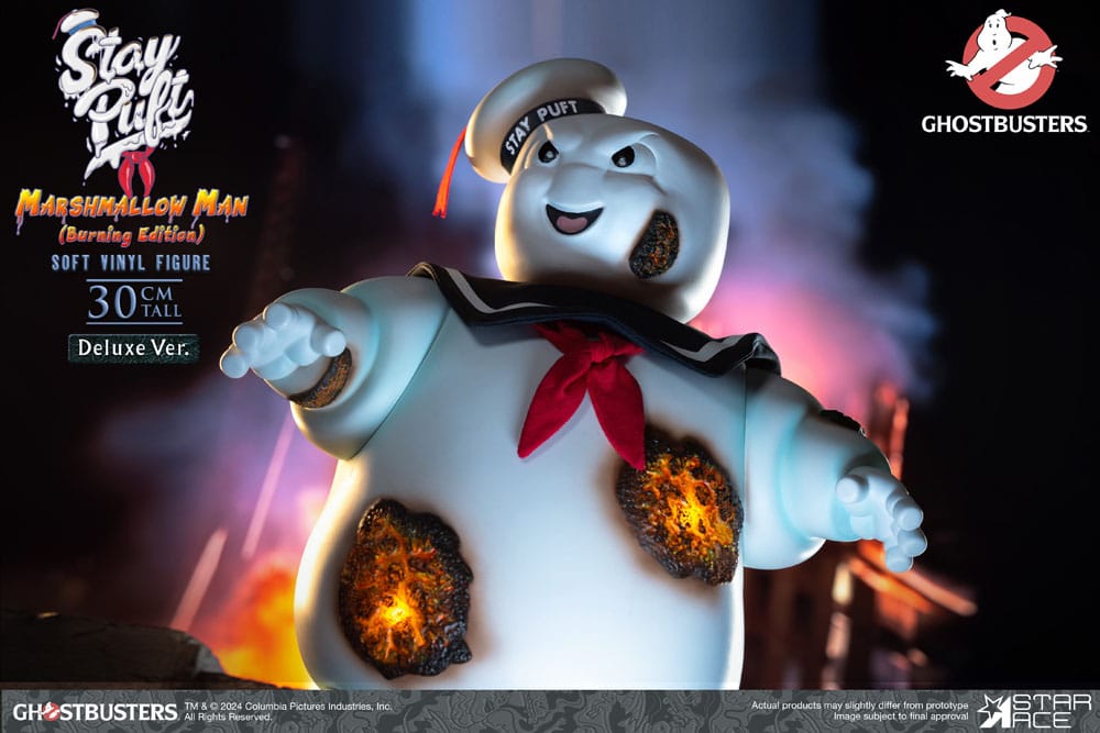 Ghostbusters statuette Soft Vinyl Stay Puft Marshmallow Man Burnign Edition Deluxe Version 30 cm