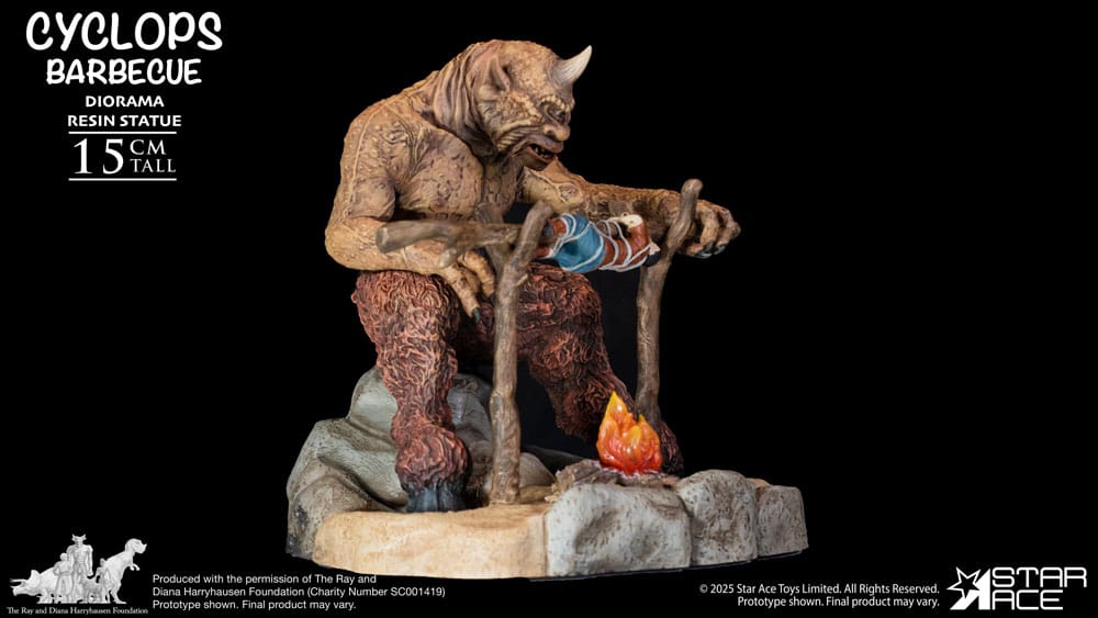 Ray Harryhausen statuette 1/8 Cyclops Barbecue Scene 17 cm