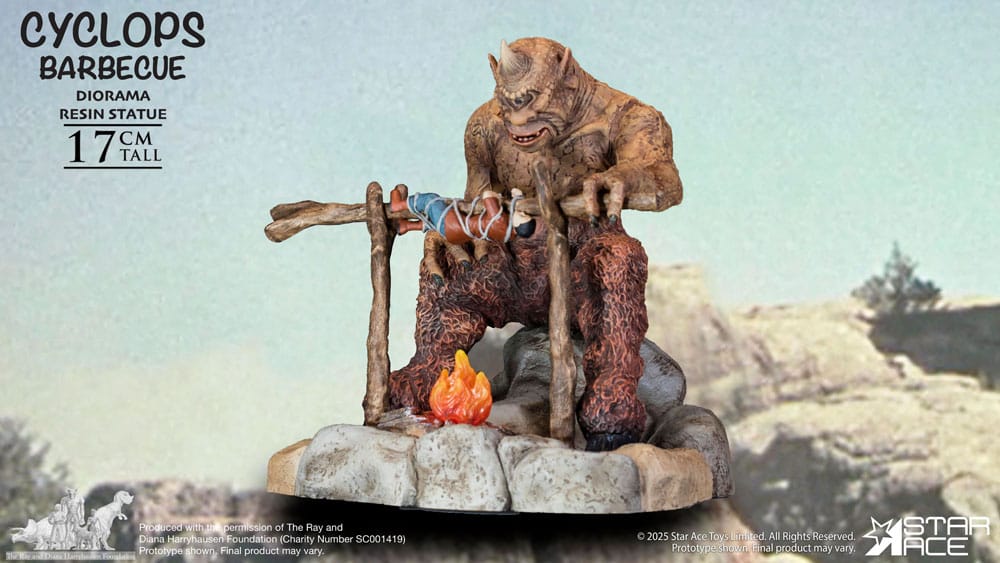 Ray Harryhausen statuette 1/8 Cyclops Barbecue Scene 17 cm