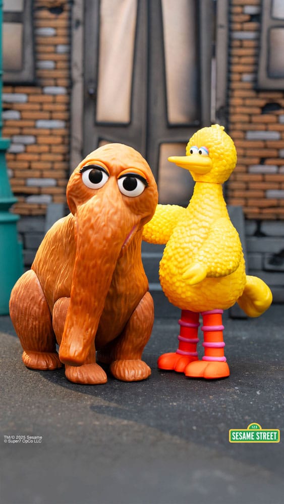 1, Rue Sésame pack 2 figurines ReAction Big Bird and Mr. Snuffleupagus 10 cm