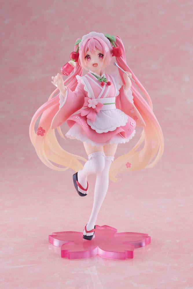 Hatsune Miku statuette PVC Newley Written Sakura Miku Japanese Cafe Ver. Reissue 18 cm