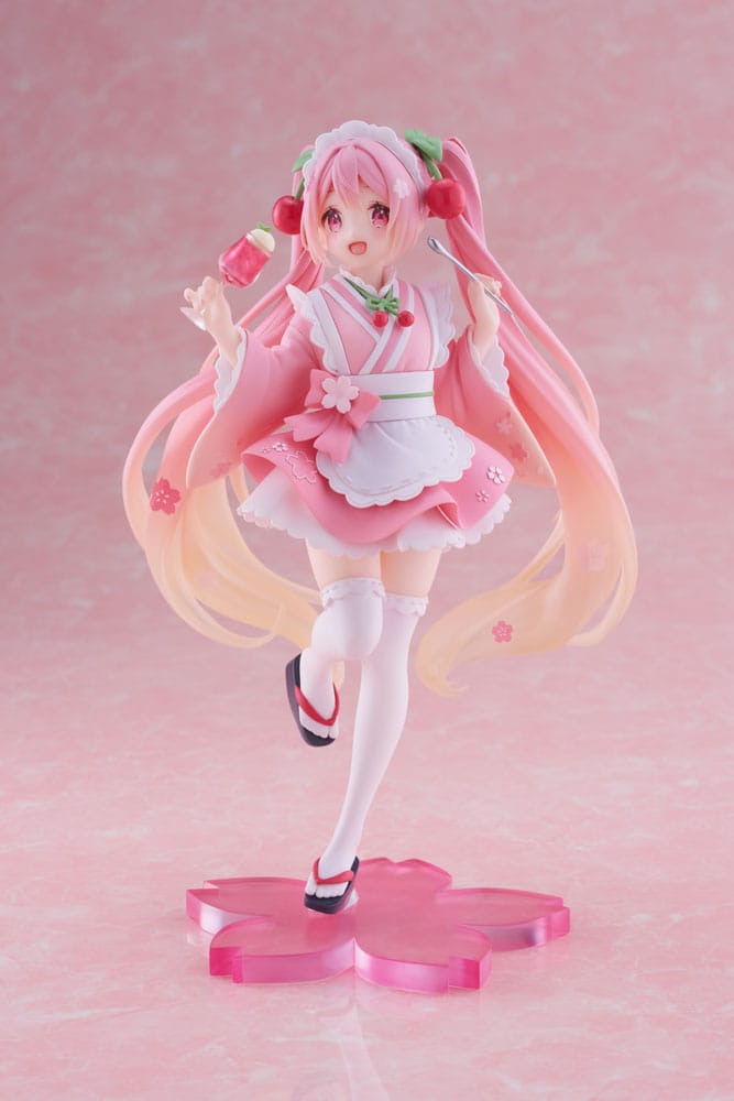 Hatsune Miku statuette PVC Newley Written Sakura Miku Japanese Cafe Ver. Reissue 18 cm