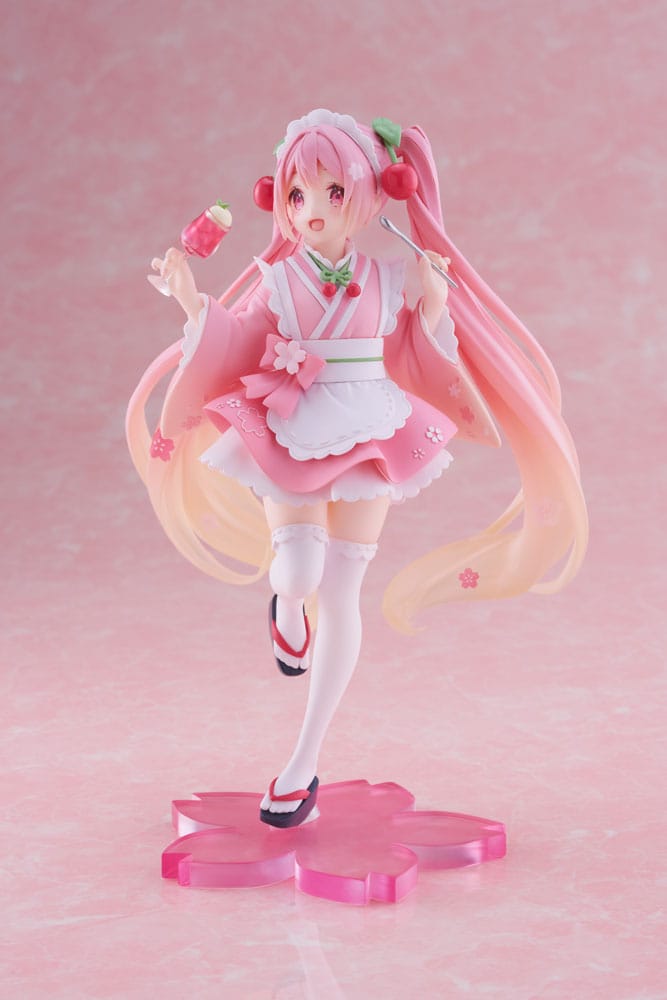Hatsune Miku statuette PVC Newley Written Sakura Miku Japanese Cafe Ver. Reissue 18 cm