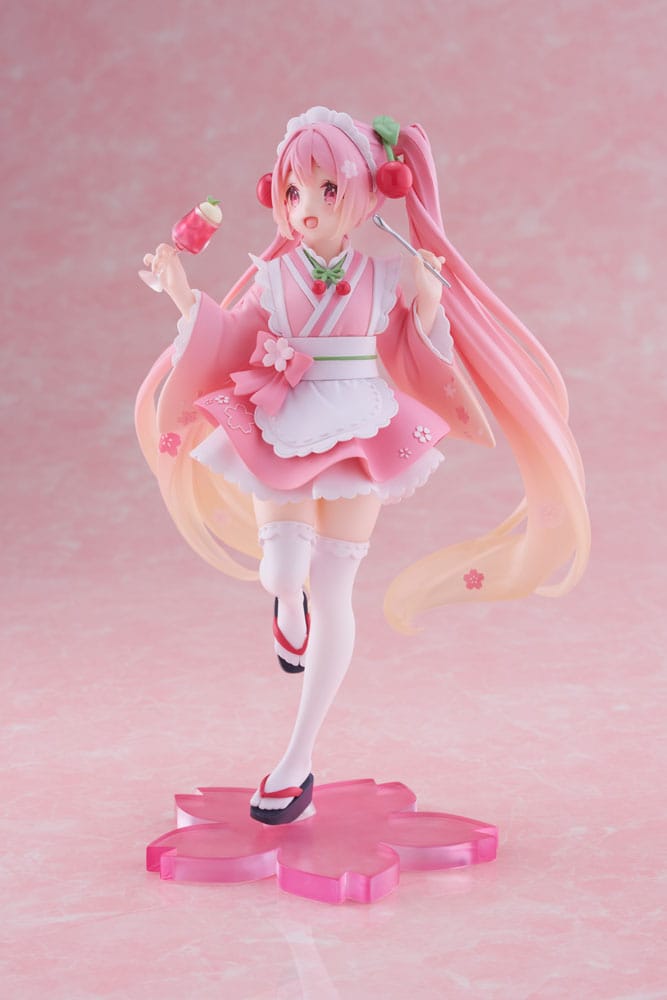 Hatsune Miku statuette PVC Newley Written Sakura Miku Japanese Cafe Ver. Reissue 18 cm