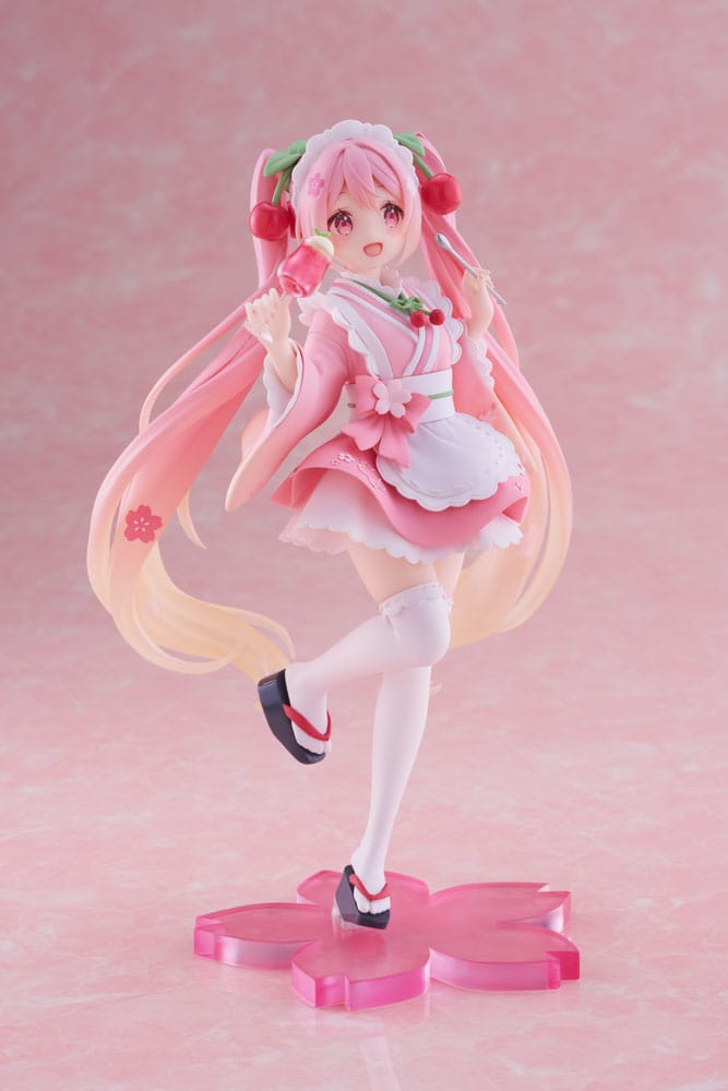 Hatsune Miku statuette PVC Newley Written Sakura Miku Japanese Cafe Ver. Reissue 18 cm