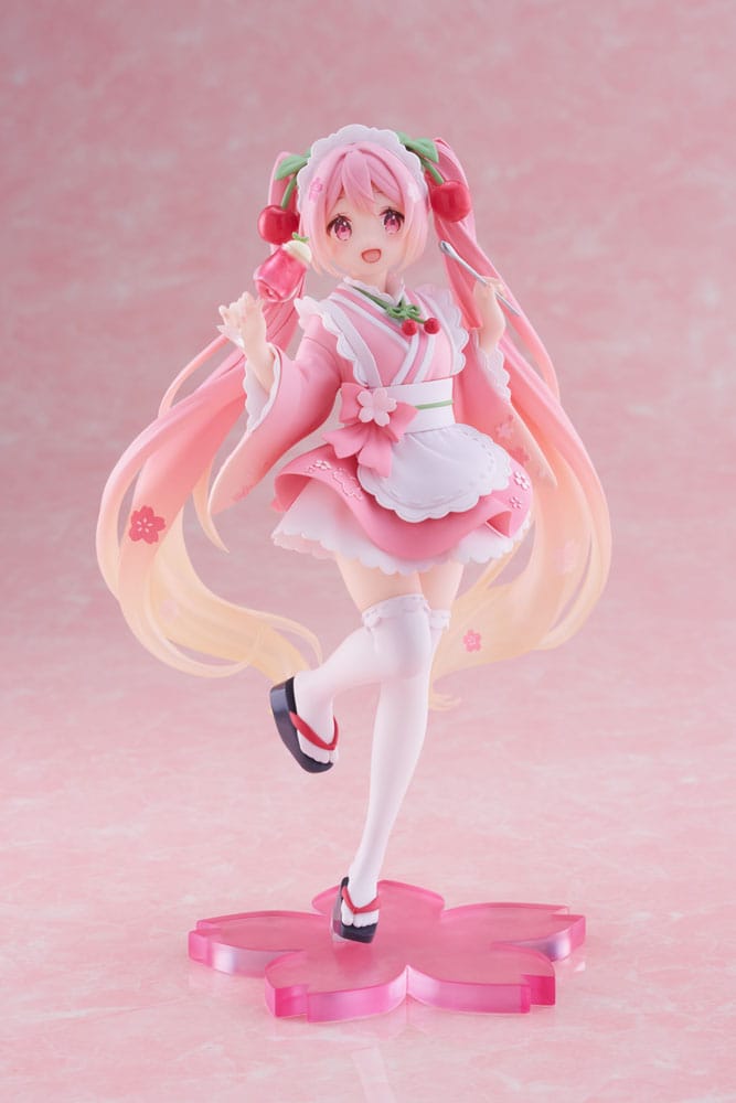 Hatsune Miku statuette PVC Newley Written Sakura Miku Japanese Cafe Ver. Reissue 18 cm
