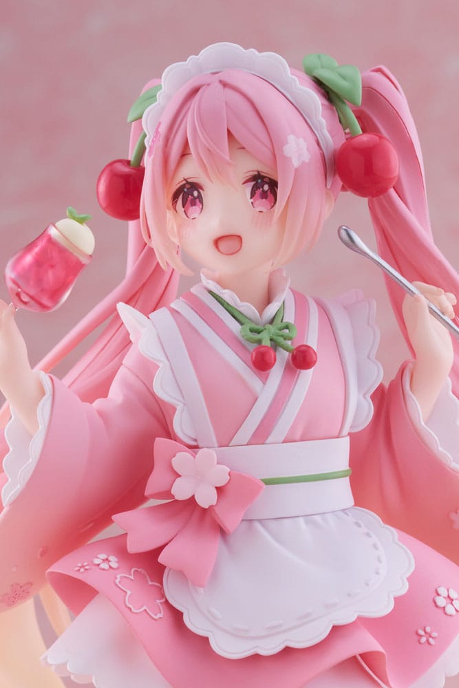 Hatsune Miku statuette PVC Newley Written Sakura Miku Japanese Cafe Ver. Reissue 18 cm