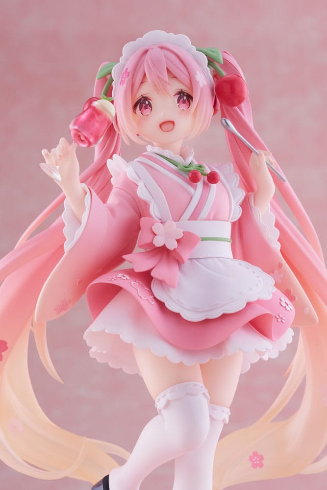 Hatsune Miku statuette PVC Newley Written Sakura Miku Japanese Cafe Ver. Reissue 18 cm