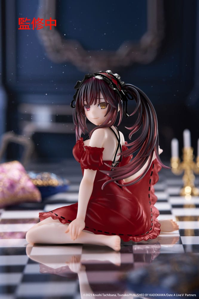 Date A Live V statuette PVC Desktop Cute Figure Kurumi Tokisaki Nightwear Ver. Renewal 13 cm