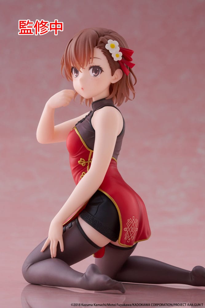 A Certain Scientific Railgun statuette PVC Desktop Cute Figure Mikoto Misaka Chinese Dress Ver. 13 cm