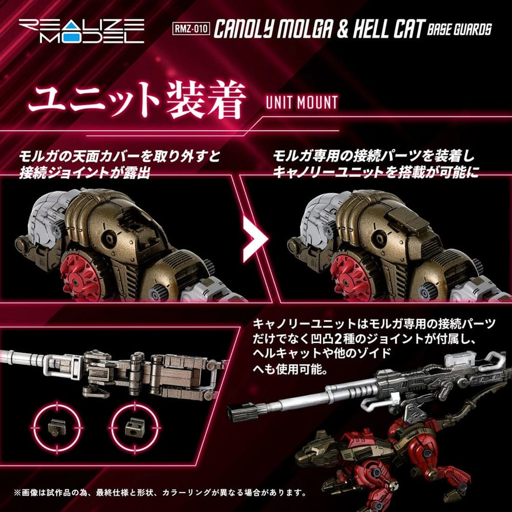 Zoids pack 2 figurines 1/100 Plastic Model Kit RMZ-010 Canoly Molga & Hell Cat Base Guards Sets 20 cm