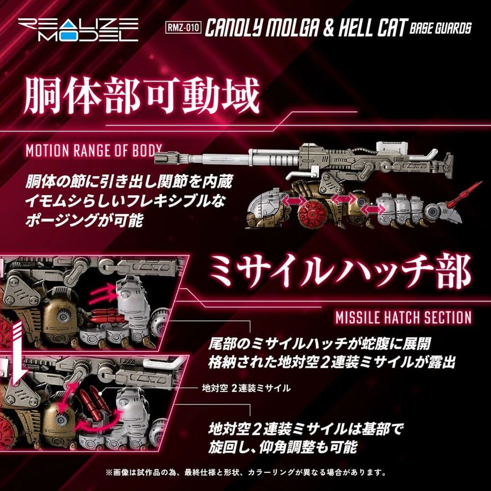 Zoids pack 2 figurines 1/100 Plastic Model Kit RMZ-010 Canoly Molga & Hell Cat Base Guards Sets 20 cm