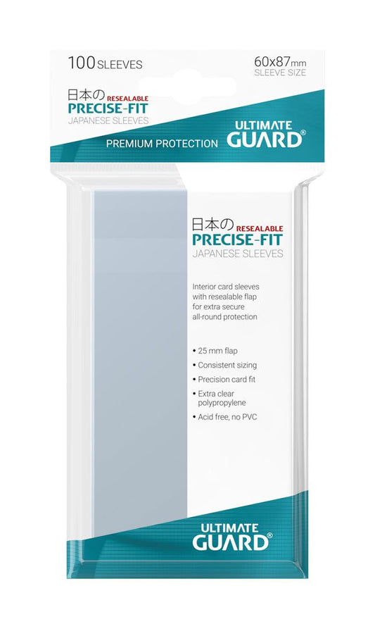 Ultimate Guard 100 pochettes refermables Precise-Fit Sleeves format japonais Transparent