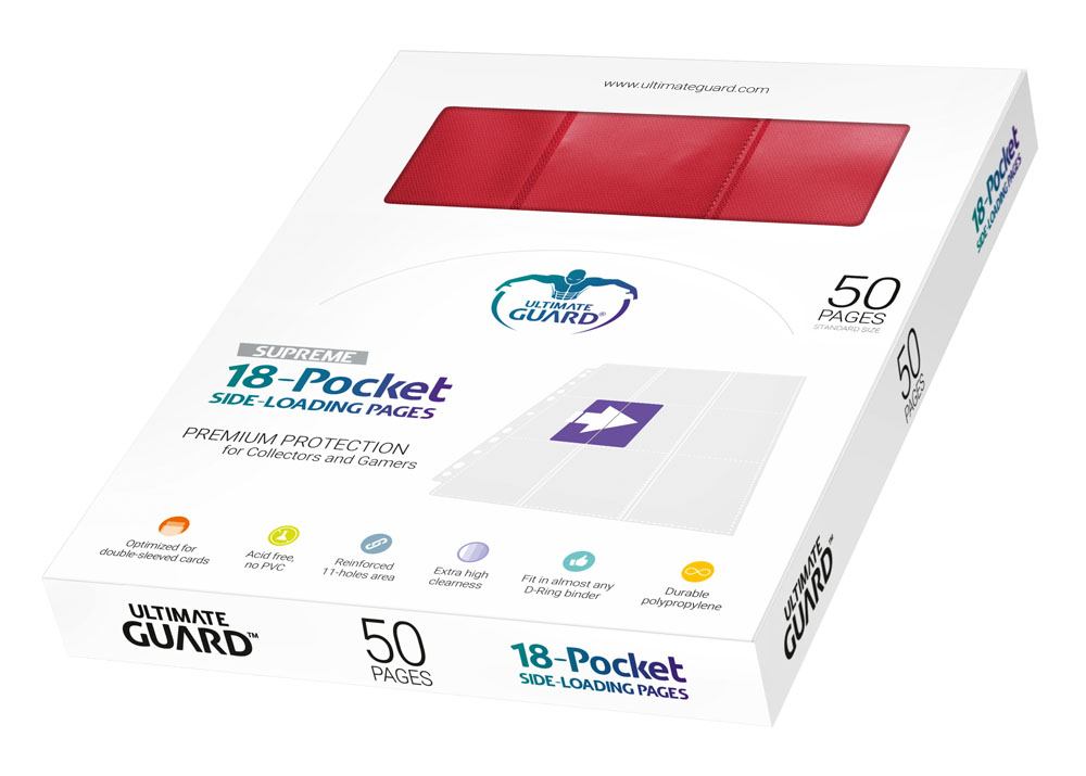 Ultimate Guard 18-Pocket Pages Side-Loading Rouge (50)