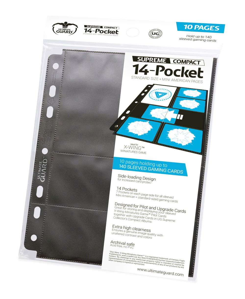 Ultimate Guard 14-Pocket Compact Pages taille standard & Mini American Noir (10)