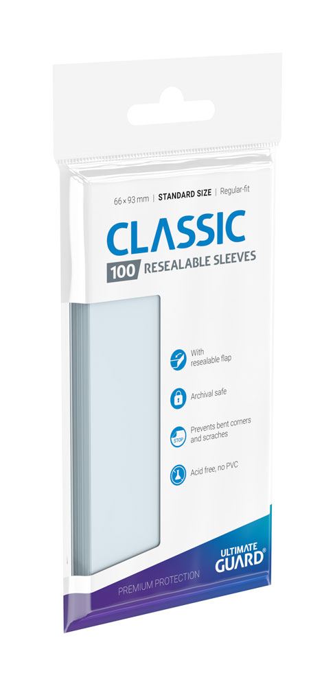 Ultimate Guard 100 pochettes refermables Classic Sleeves taille standard Transparent