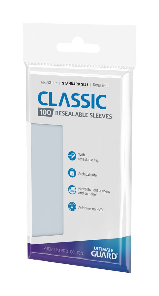 Ultimate Guard 100 pochettes refermables Classic Sleeves taille standard Transparent
