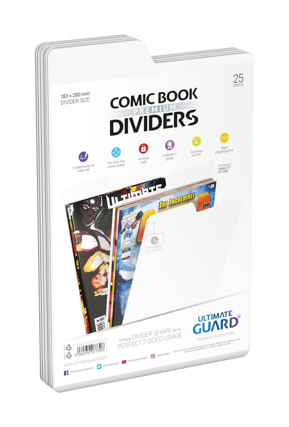 Ultimate Guard 25 intercalaires pour Comics Premium Comic Book Dividers Blanc